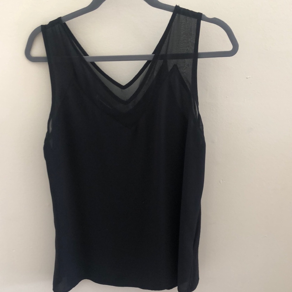 INC black V- tank with sheer detail